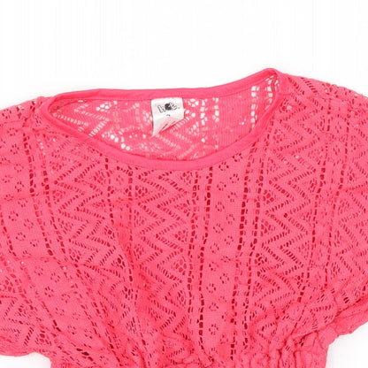 H&T Girls Pink Fair Isle Knit Basic Blouse Size 3 Years