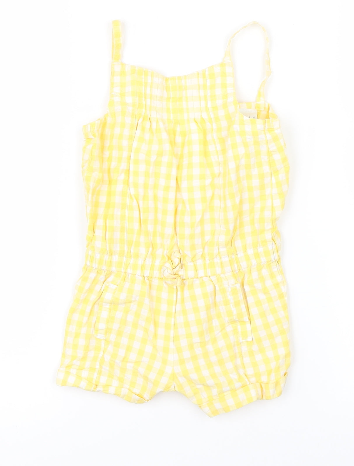 Miniclub Girls Yellow Check  Dungaree One-Piece Size 9-12 Months