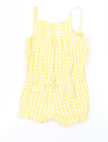 Miniclub Girls Yellow Check  Dungaree One-Piece Size 9-12 Months