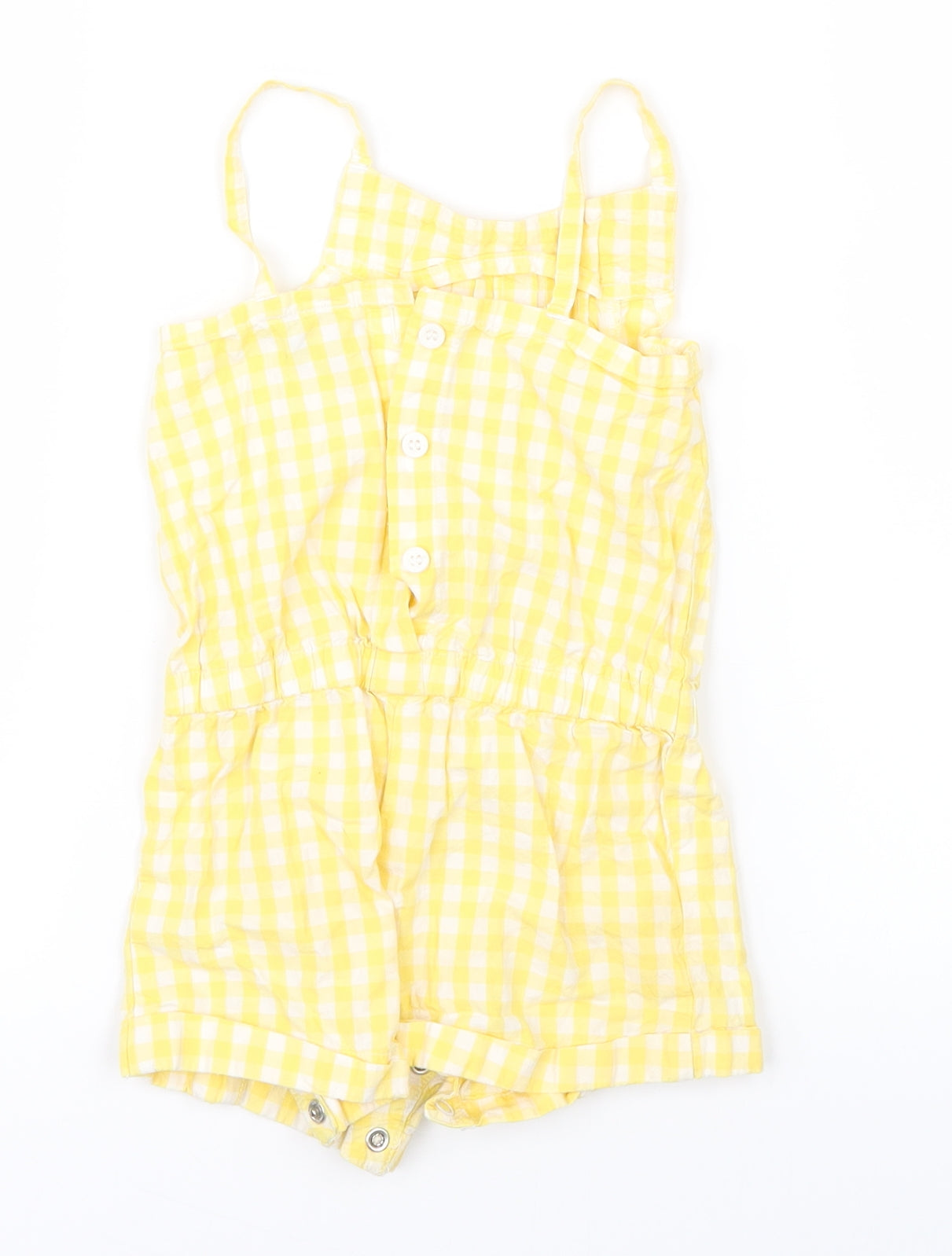 Miniclub Girls Yellow Check  Dungaree One-Piece Size 9-12 Months