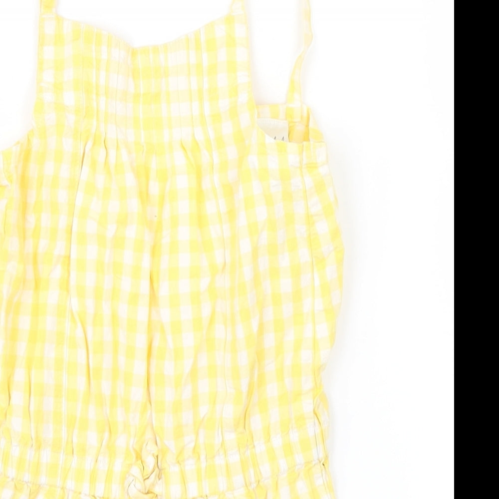 Miniclub Girls Yellow Check  Dungaree One-Piece Size 9-12 Months