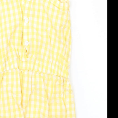 Miniclub Girls Yellow Check  Dungaree One-Piece Size 9-12 Months