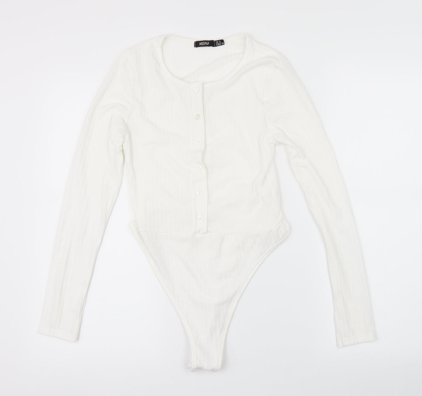 Misspap Womens White   Bodysuit One-Piece Size 8