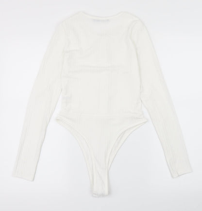 Misspap Womens White   Bodysuit One-Piece Size 8