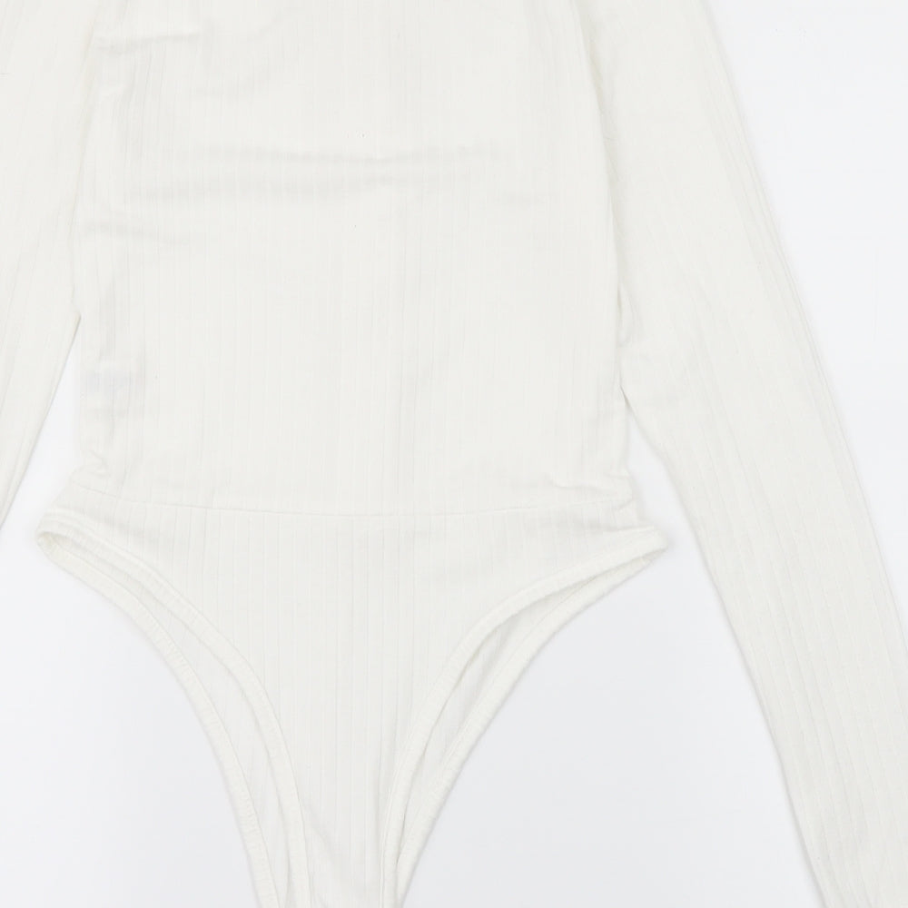 Misspap Womens White   Bodysuit One-Piece Size 8