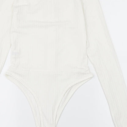 Misspap Womens White   Bodysuit One-Piece Size 8