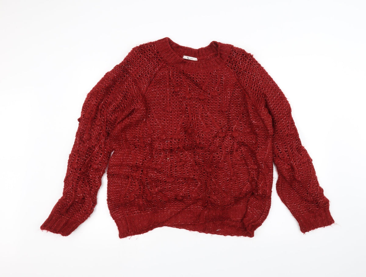 Tu Womens Red  Knit Pullover Jumper Size 12