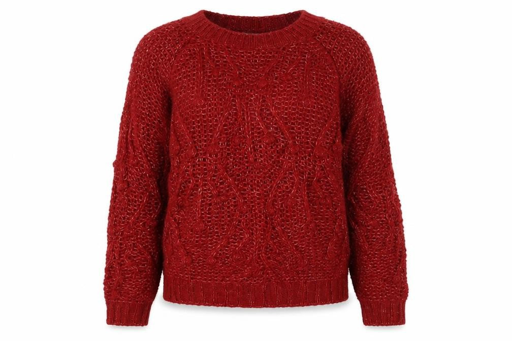 Tu Womens Red  Knit Pullover Jumper Size 12