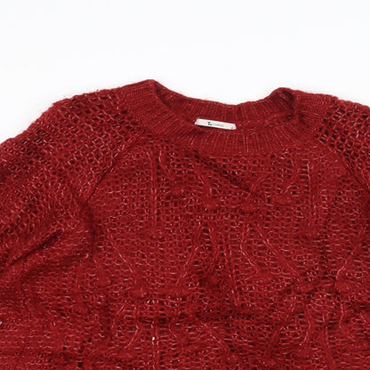 Tu Womens Red  Knit Pullover Jumper Size 12