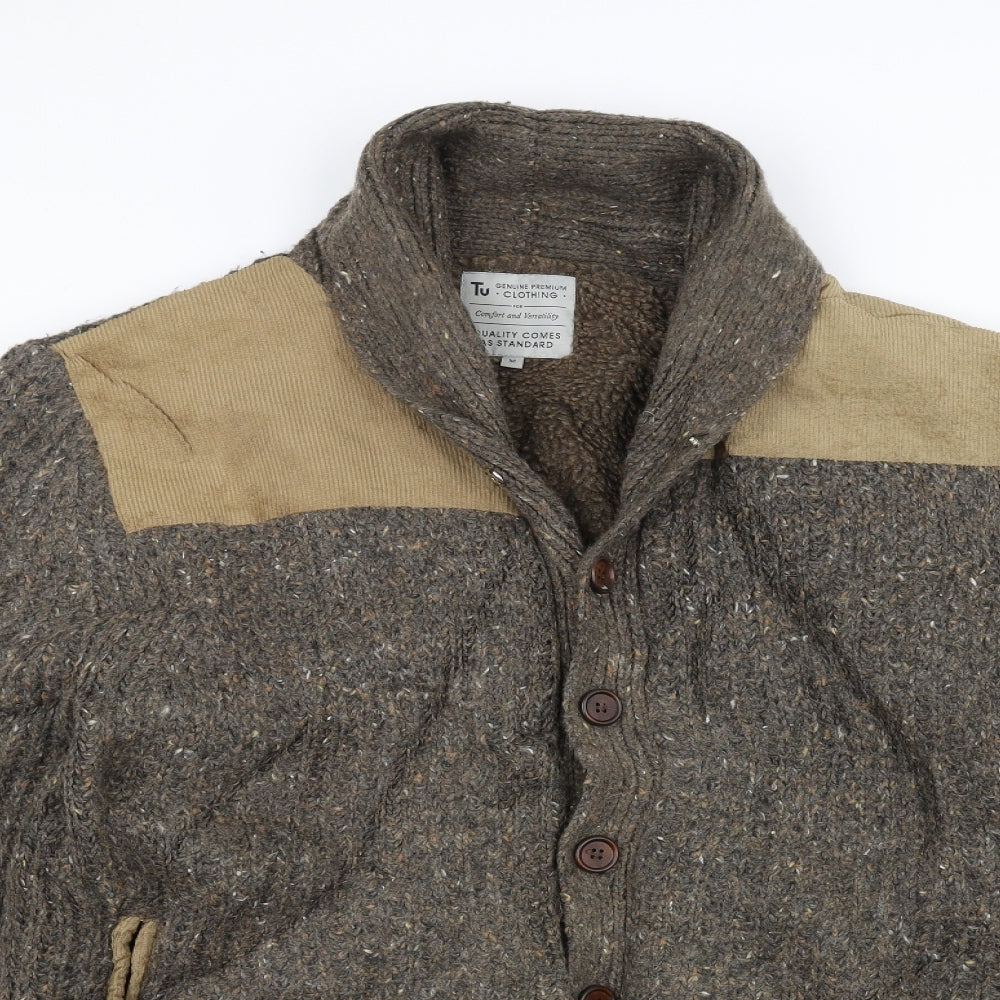 TU Womens Brown  Knit Jacket Coat Size M