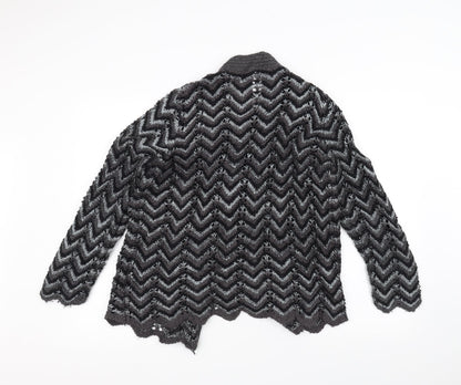 BM Womens Black Striped Knit Jacket Coatigan Size M