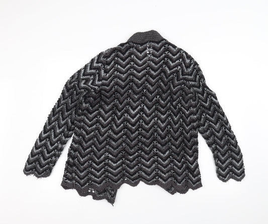 BM Womens Black Striped Knit Jacket Coatigan Size M