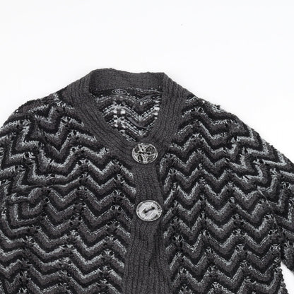 BM Womens Black Striped Knit Jacket Coatigan Size M