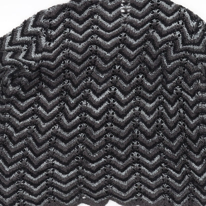 BM Womens Black Striped Knit Jacket Coatigan Size M