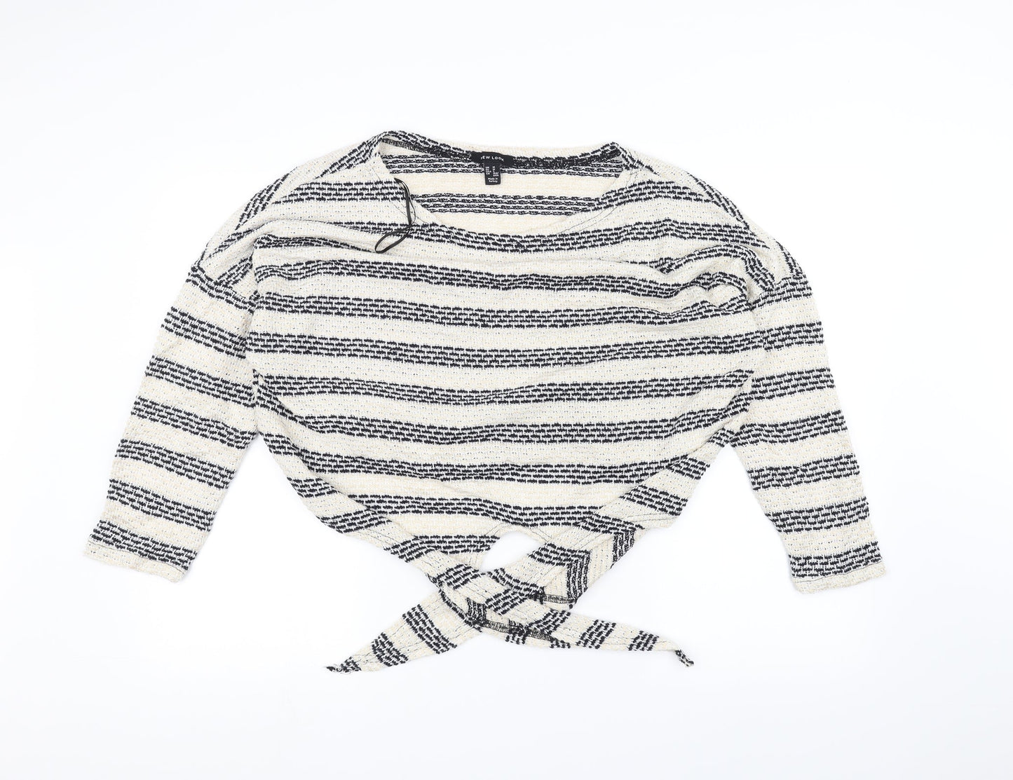 New Look Womens White Striped Knit Pullover Jumper Size M