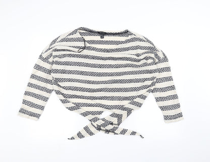 New Look Womens White Striped Knit Pullover Jumper Size M