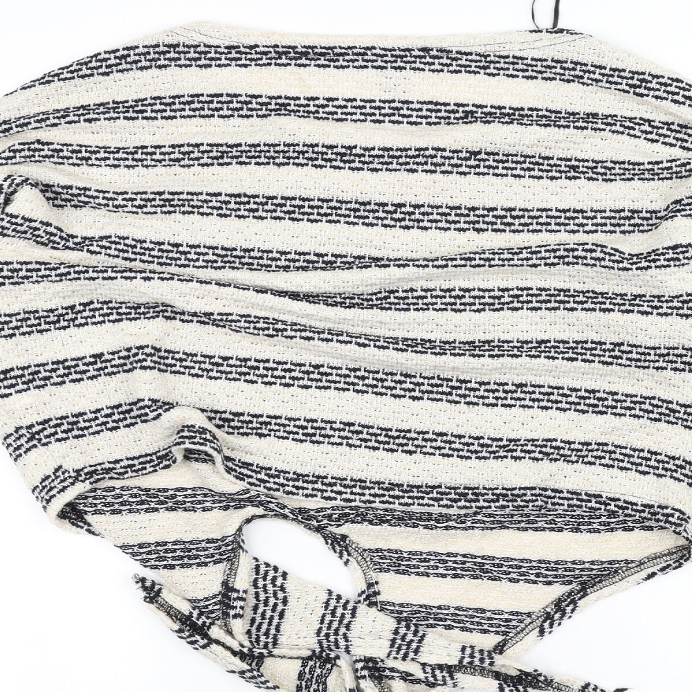 New Look Womens White Striped Knit Pullover Jumper Size M