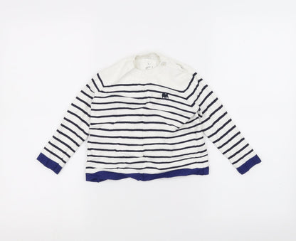 junior j Girls White Striped  Pullover Jumper Size 2-3 Years