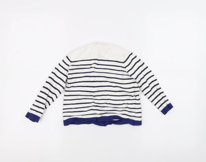 junior j Girls White Striped  Pullover Jumper Size 2-3 Years