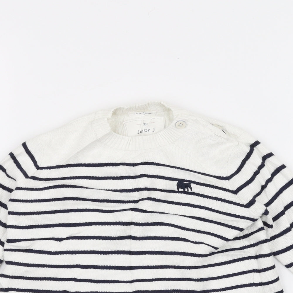 junior j Girls White Striped  Pullover Jumper Size 2-3 Years