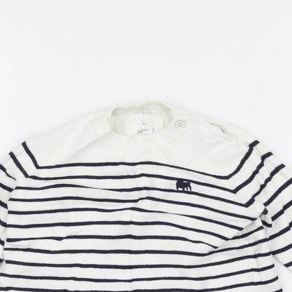 junior j Girls White Striped  Pullover Jumper Size 2-3 Years