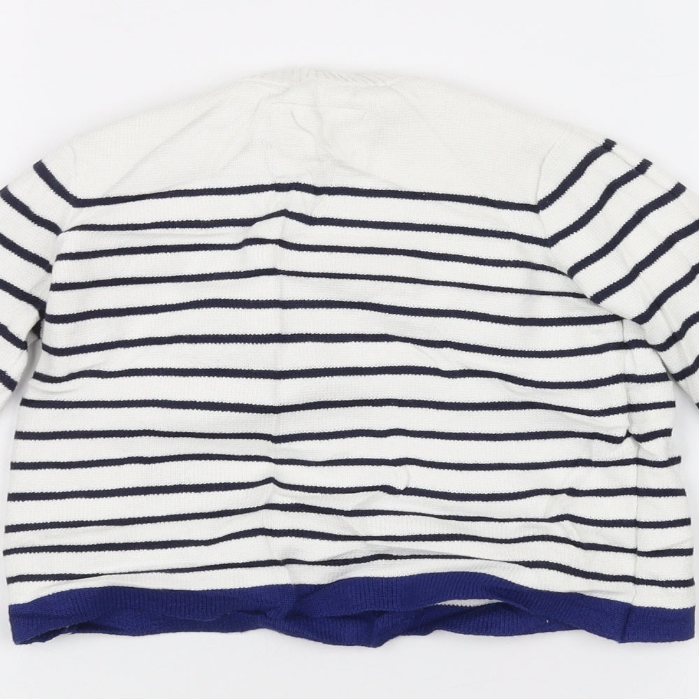 junior j Girls White Striped  Pullover Jumper Size 2-3 Years
