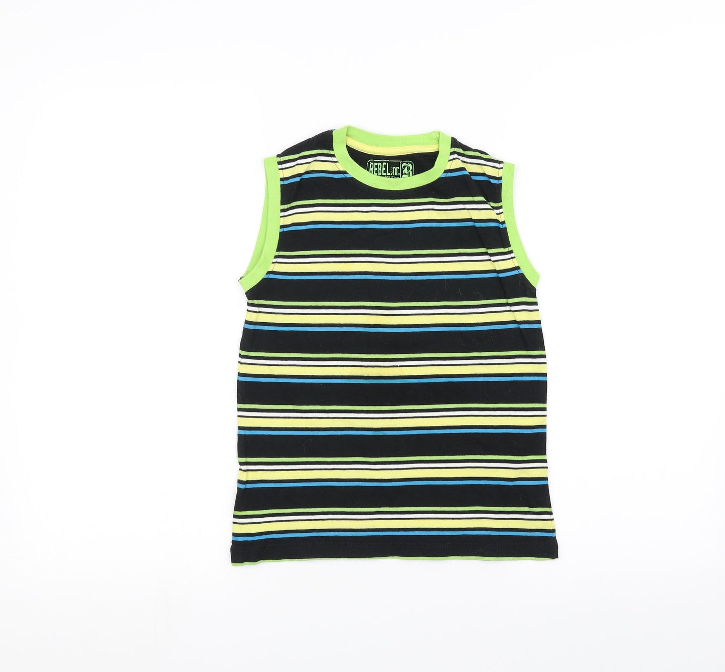 Rebel Boys Black Striped  Basic Tank Size 6-7 Years