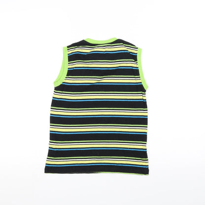 Rebel Boys Black Striped  Basic Tank Size 6-7 Years