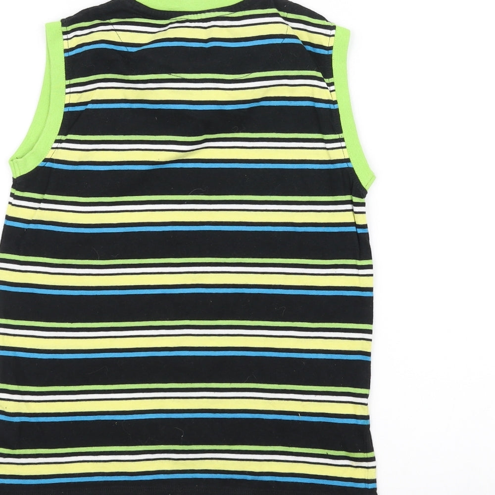 Rebel Boys Black Striped  Basic Tank Size 6-7 Years