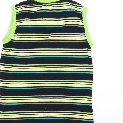 Rebel Boys Black Striped  Basic Tank Size 6-7 Years