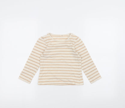 George Girls White Striped  Basic T-Shirt Size 3-4 Years