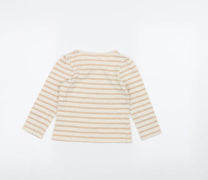 George Girls White Striped  Basic T-Shirt Size 3-4 Years