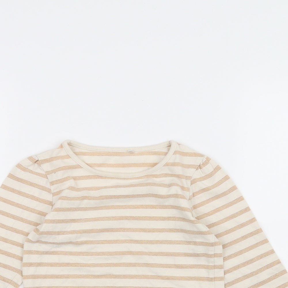 George Girls White Striped  Basic T-Shirt Size 3-4 Years