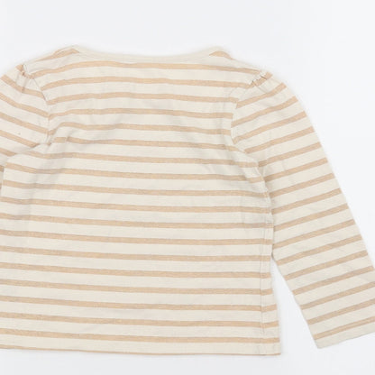 George Girls White Striped  Basic T-Shirt Size 3-4 Years