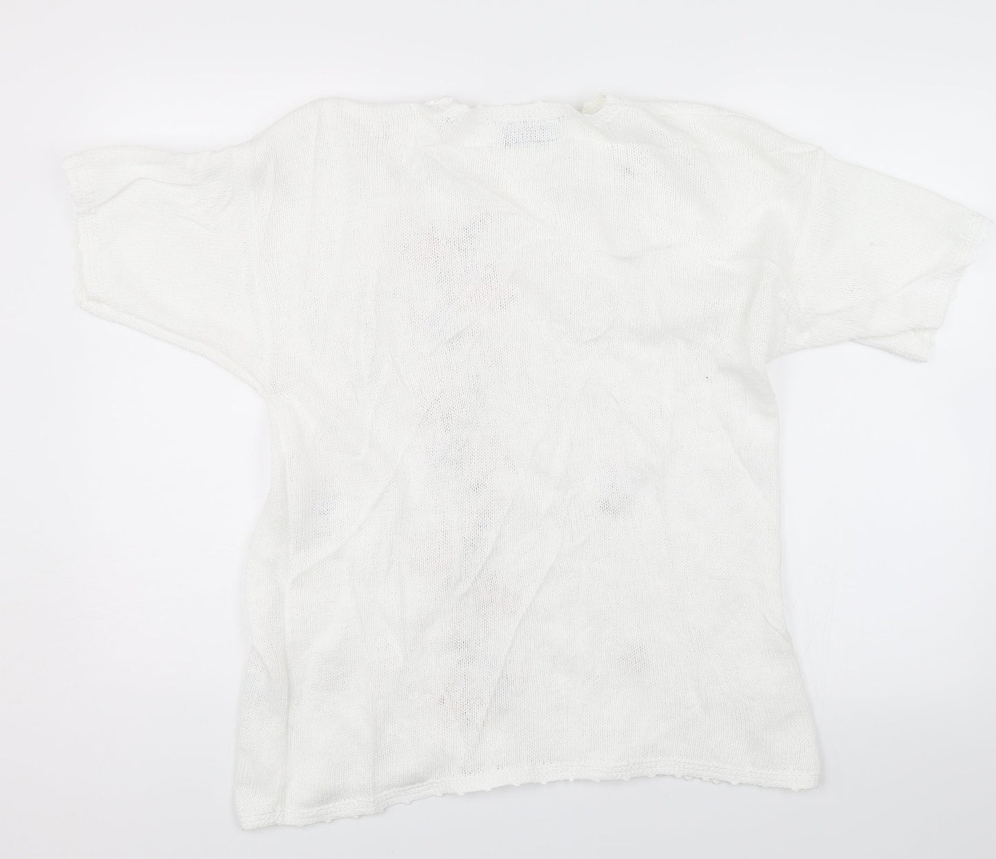 Fashion Extra Womens White Floral  Pullover Jumper Size 16