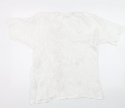 Fashion Extra Womens White Floral  Pullover Jumper Size 16