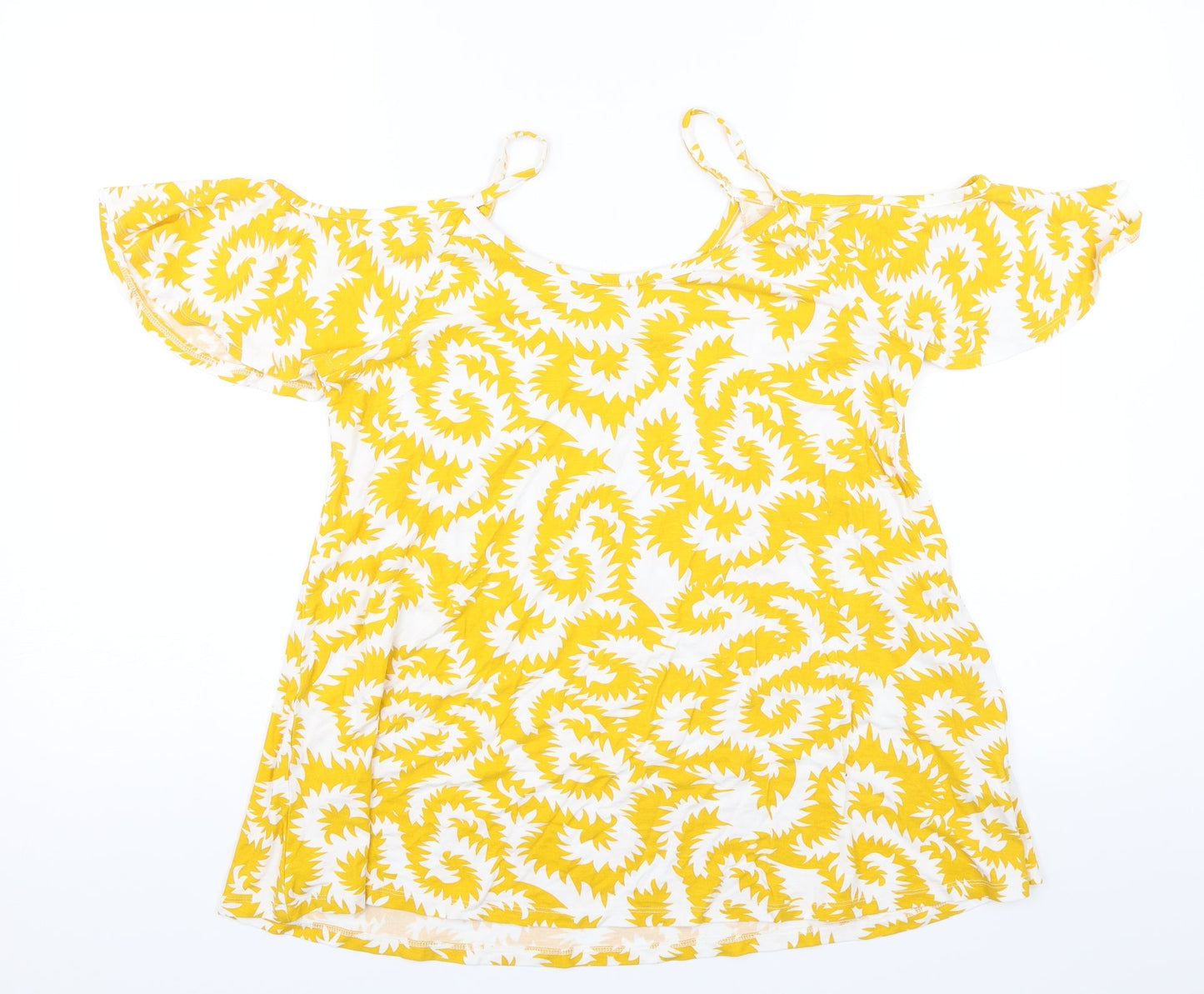 Womens UK Size M Rainbow Yellow Basic Blouse