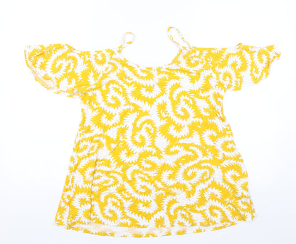 Womens UK Size M Rainbow Yellow Basic Blouse
