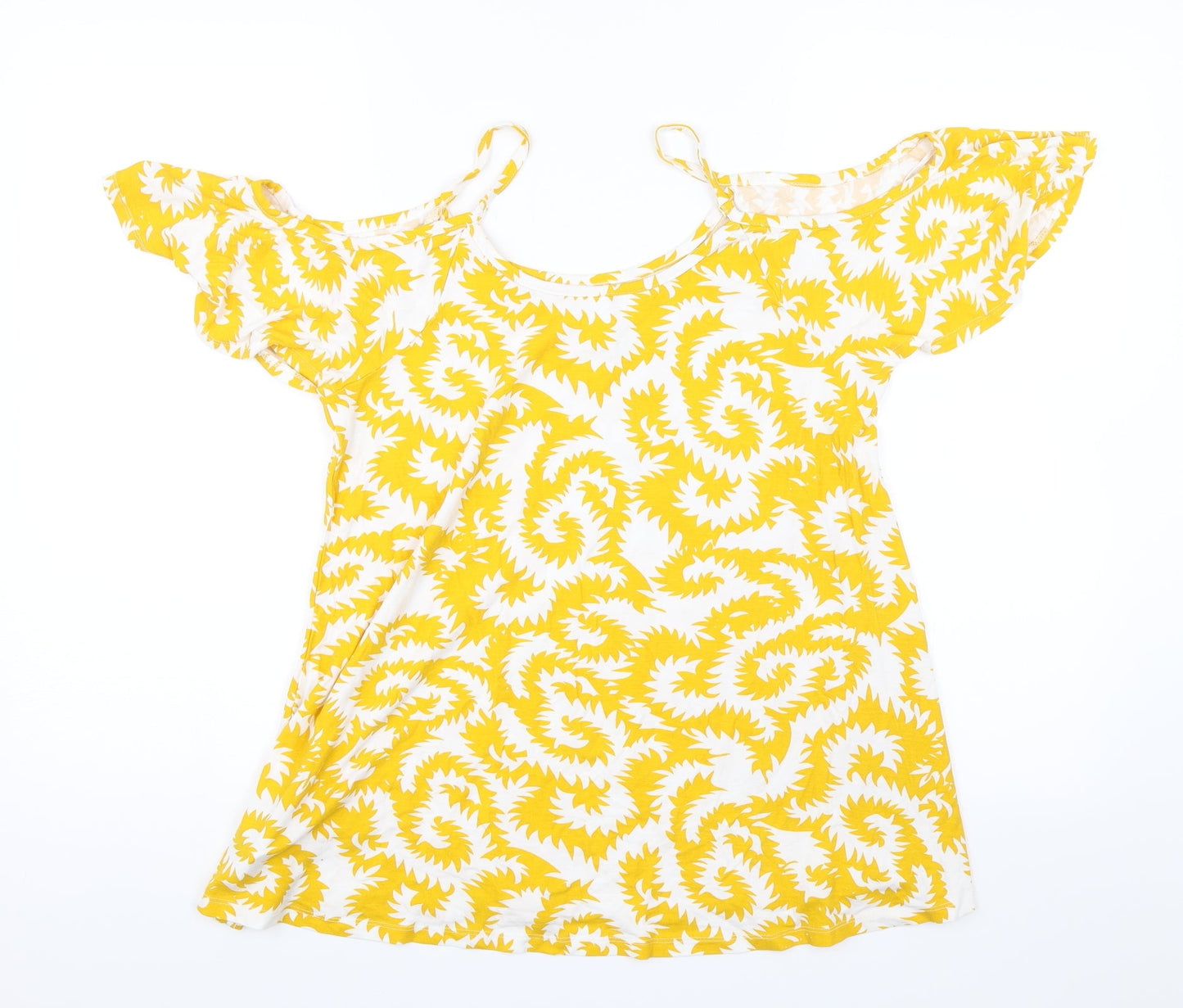 Womens UK Size M Rainbow Yellow Basic Blouse