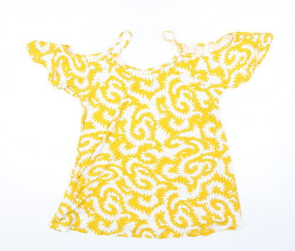 Womens UK Size M Rainbow Yellow Basic Blouse