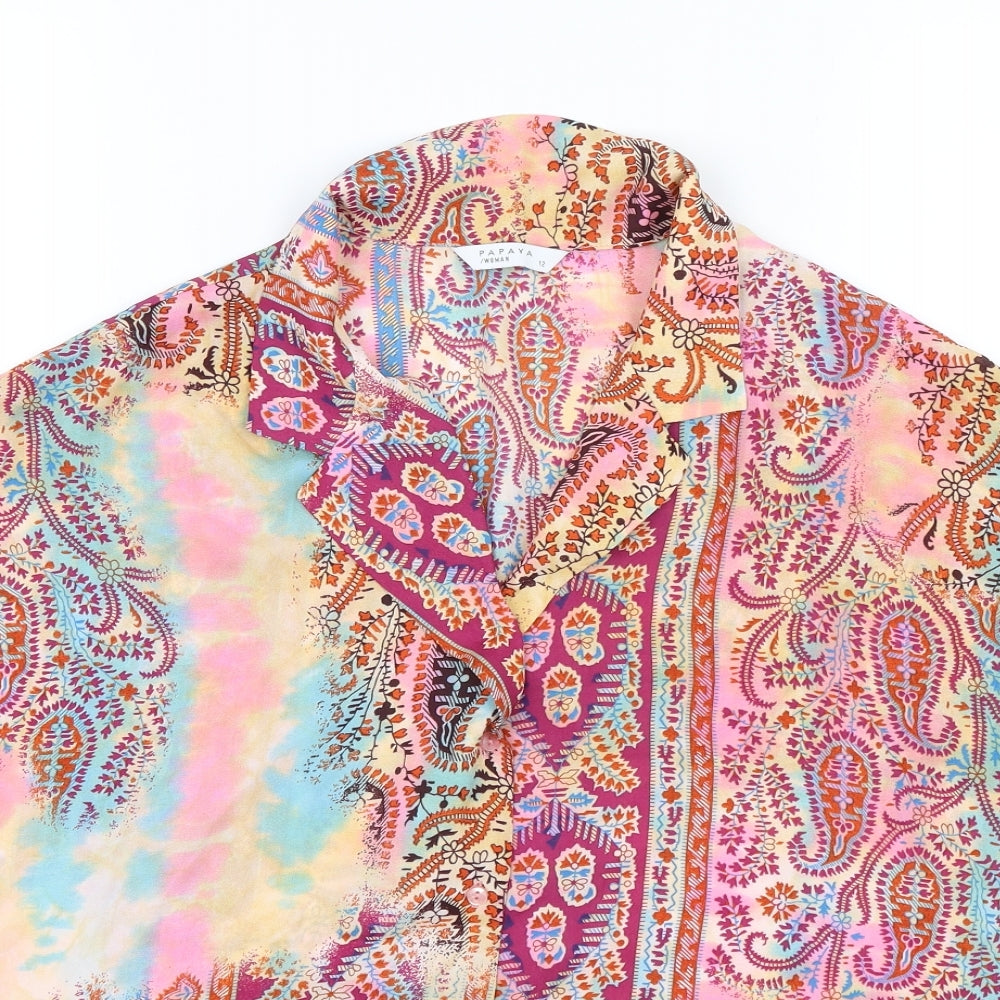 Papaya Womens Multicoloured Paisley  Basic Button-Up Size 12