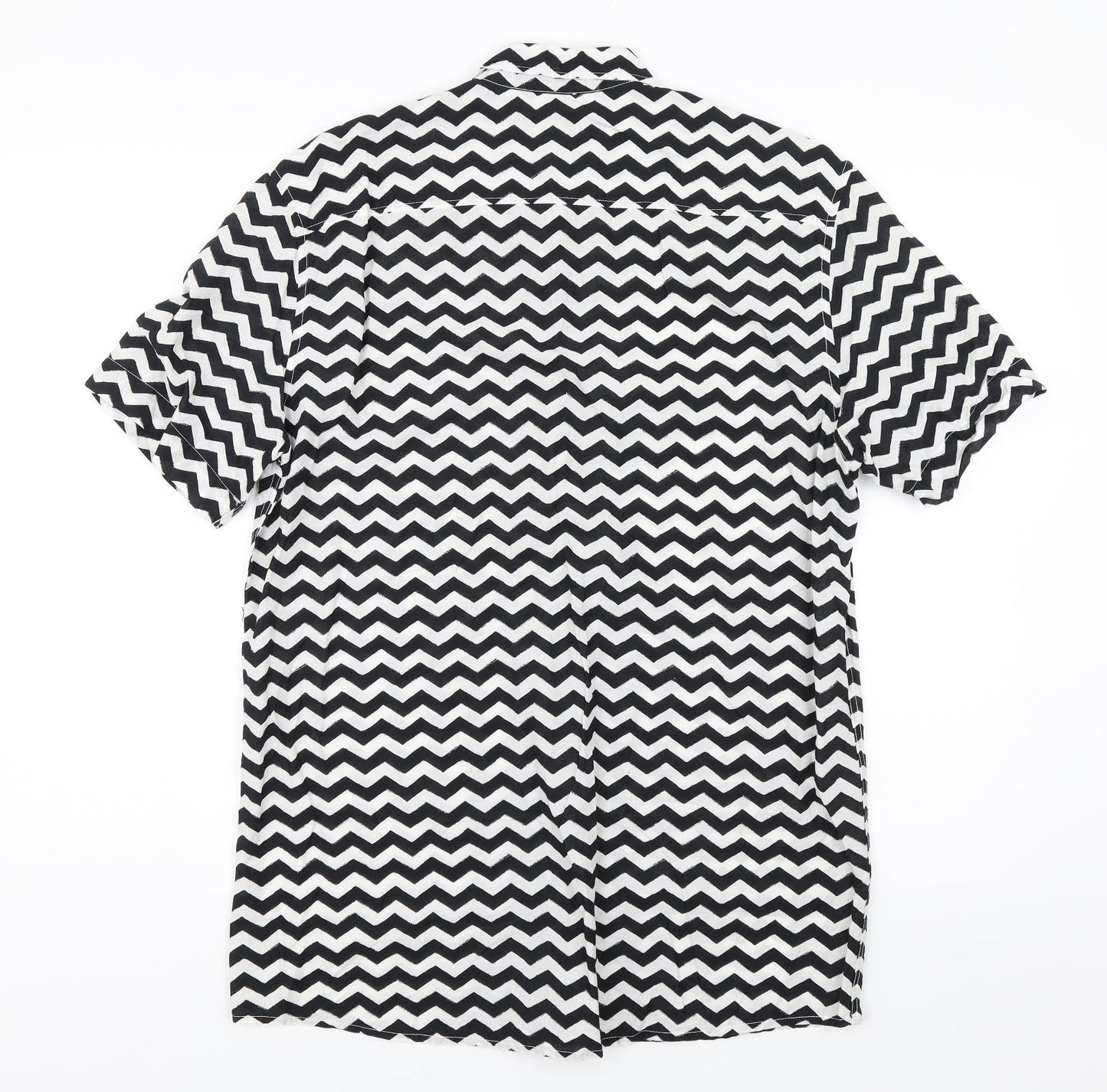 Womens UK Size M H&M Black Basic Button-Up