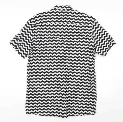 Womens UK Size M H&M Black Basic Button-Up