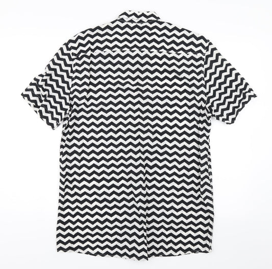 Womens UK Size M H&M Black Basic Button-Up