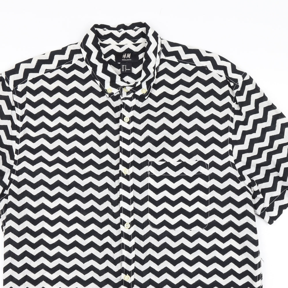 Womens UK Size M H&M Black Basic Button-Up