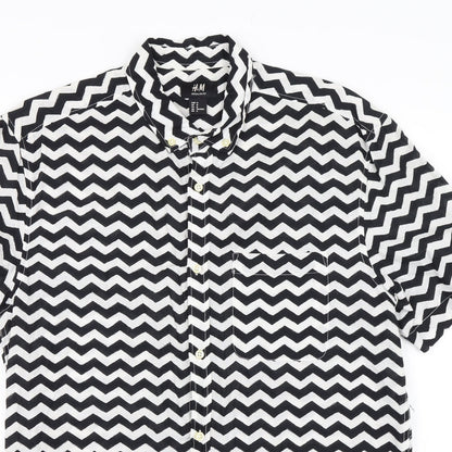 Womens UK Size M H&M Black Basic Button-Up