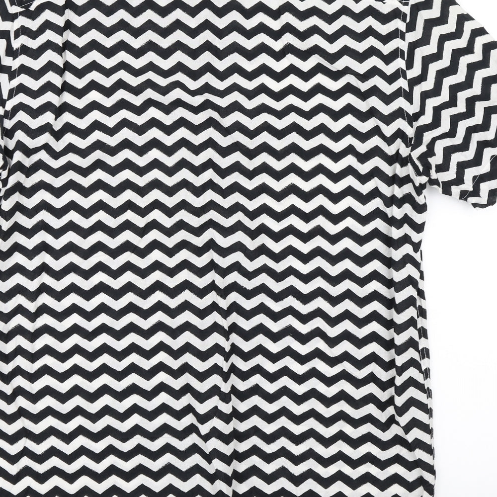 Womens UK Size M H&M Black Basic Button-Up