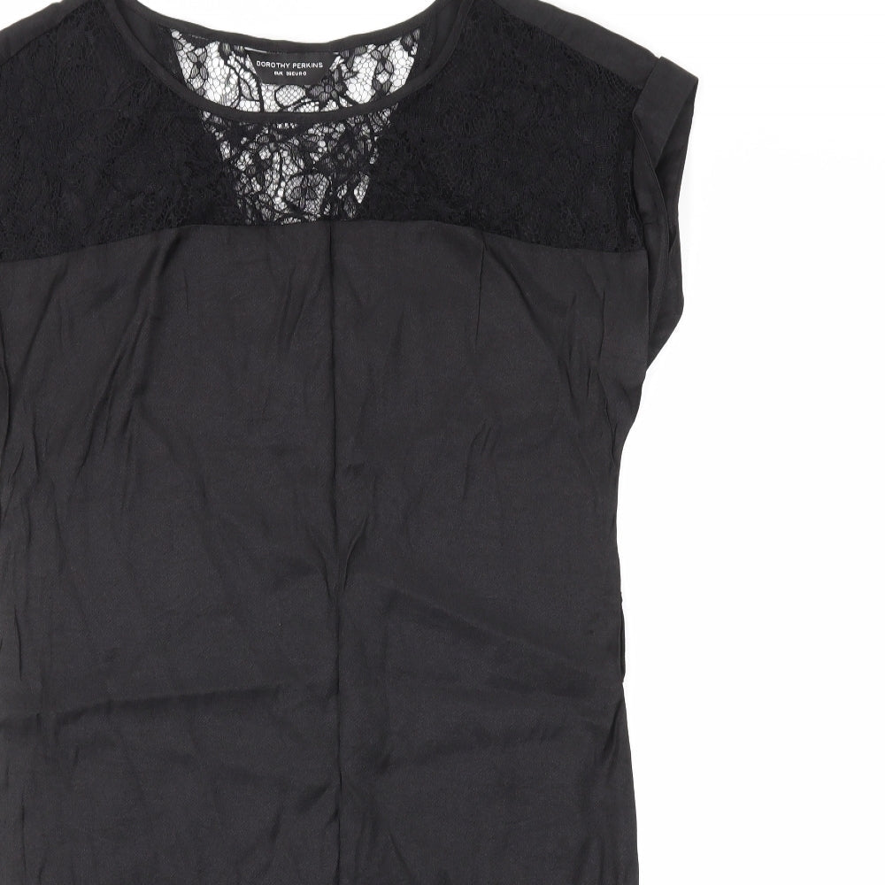 Womens UK Size 8 Dorothy Perkins Black Basic Blouse