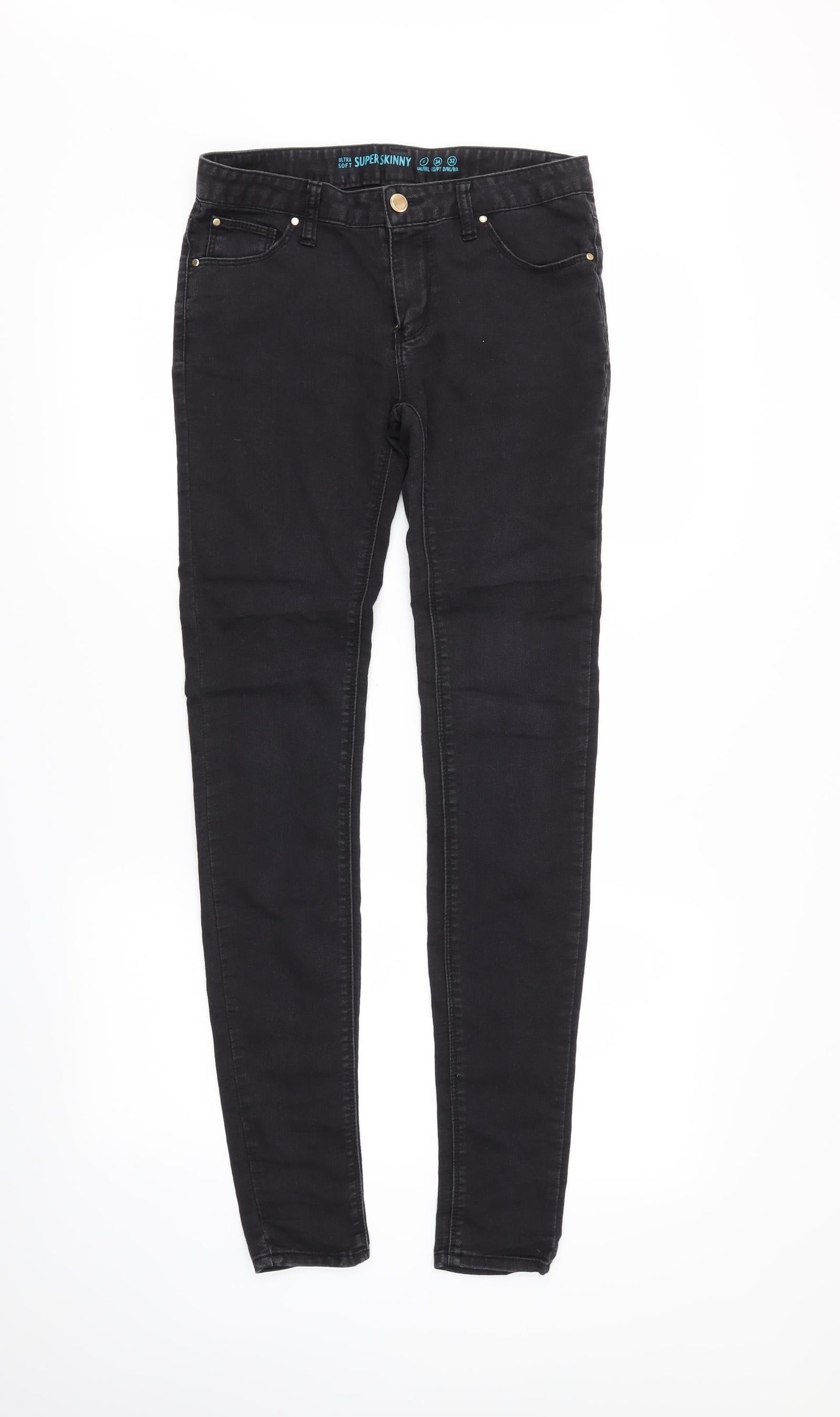 Womens UK Size 6 DENIMCO Regular Fit Skinny Black Jeans