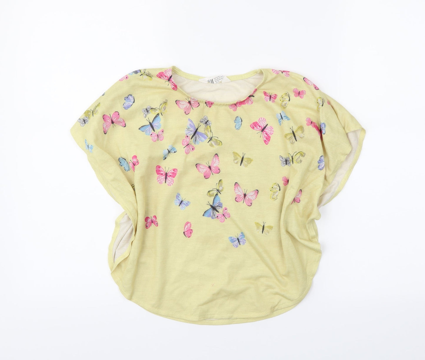 H&M Girls Yellow Floral  Basic T-Shirt Size 7-8 Years  - butterflies